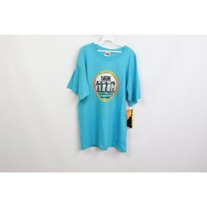 NOS Vtg Streetwear Mens XL Laguna Surfing Spell Out Double Sided T-Shirt Blue